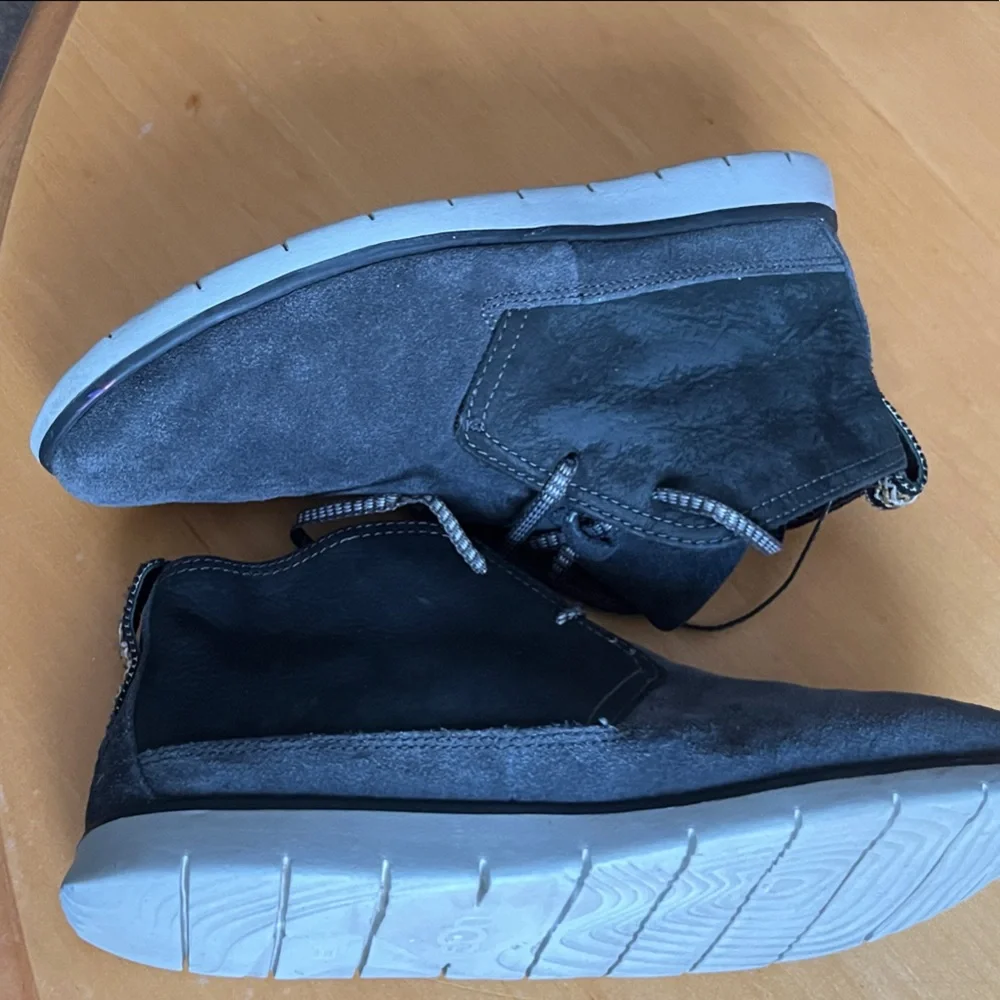 UGG Men's Charcoal leather Chukka Boots with gray Soles